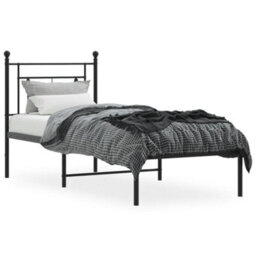Berkfield Metal Bed Frame Without Mattress With Headboard Black 75X190Cm - thumbnail 3