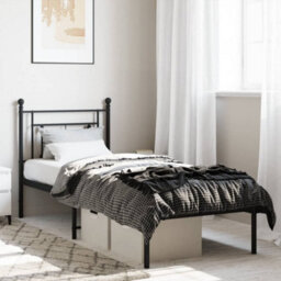 Berkfield Metal Bed Frame Without Mattress With Headboard Black 75X190Cm - thumbnail 1
