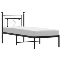Berkfield Metal Bed Frame Without Mattress With Headboard Black 75X190Cm - thumbnail 2