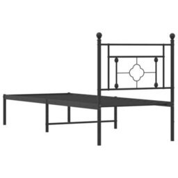 Berkfield Metal Bed Frame Without Mattress With Headboard Black 75X190Cm - thumbnail 7