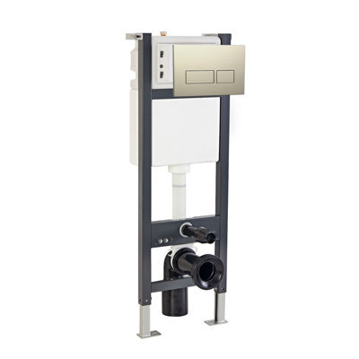 Nes Home Wall Hung Wc Cistern Frame With Brushed Brass Square Button Flush Plate - image 1