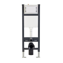 Nes Home Wall Hung Wc Cistern Frame With Brushed Brass Square Button Flush Plate - thumbnail 2