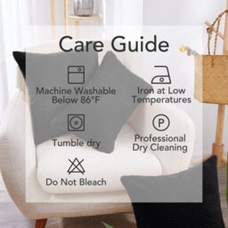 Deconovo Set Of 2 Cushion Covers 55Cm X 55Cm, 22X22 Inches Grid Throw Square Solid Pillowcases For Dining Chairs(Black, 2 Pieces) - thumbnail 5