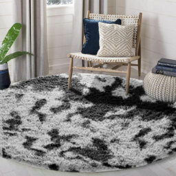 Ameha Tye Dye Grey Area Rug For Bedroom 120 X 120 Cm- Super Soft Fluffy Thick Pile Plush Carpet - thumbnail 6