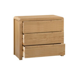 Julian Bowen Curve 3 Drawer Chest - Solid Oak - thumbnail 4