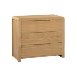 Julian Bowen Curve 3 Drawer Chest - Solid Oak - thumbnail 3