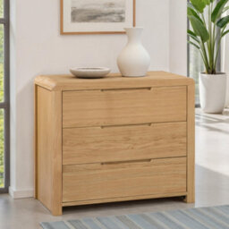 Julian Bowen Curve 3 Drawer Chest - Solid Oak - thumbnail 1