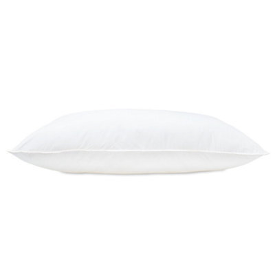 Lancashire Textiles Cotton Pillow Pack Of 2, White Piping Edge, Hollowfibre Filled Medium Firmness And Support Bed Cushion  - image 1
