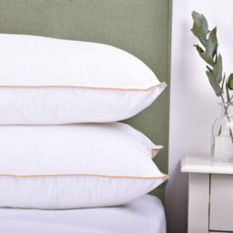 Lancashire Textiles Cotton Pillow Pack Of 2, White Piping Edge, Hollowfibre Filled Medium Firmness And Support Bed Cushion  - thumbnail 3