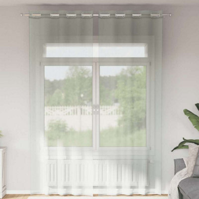 Berkfield Voile Curtains With Grommets 2 Pcs Light Grey 140X300 Cm - image 1