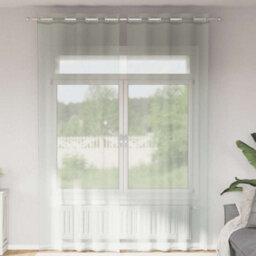 Berkfield Voile Curtains With Grommets 2 Pcs Light Grey 140X300 Cm - thumbnail 1