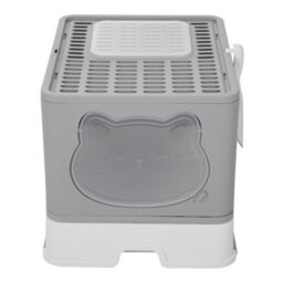 Living And Home Grey Large Hooded Cat Litter Box Litter Tray With Scoop Odour Removal - thumbnail 4