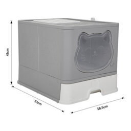 Living And Home Grey Large Hooded Cat Litter Box Litter Tray With Scoop Odour Removal - thumbnail 5