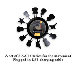 Amorly Rock Music Instrument Vinyl Record Wall Clock With Led Light, Guitar Trumpet Musical Wall Art Decor, Battery Powered Quartz Clock - thumbnail 5