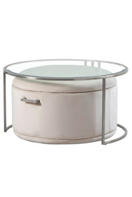 my furniture Aria Silver Coffee Table And Storage Ottoman Chalk - Set - image 1