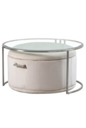 my furniture Aria Silver Coffee Table And Storage Ottoman Chalk - Set
