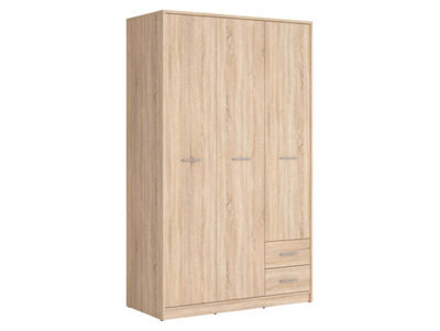 Arte Nepo Plus 118 Cm 3 Door Hinged Wardrobe With 2 Drawers Oak Sonoma - image 1