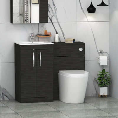 Royal Bathrooms Turin 1000mm Hale Black 2-Doors Minimalist Basin With Cesar Back To Wall Toilet Pack - image 1