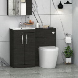 Royal Bathrooms Turin 1000mm Hale Black 2-Doors Minimalist Basin With Cesar Back To Wall Toilet Pack - thumbnail 1