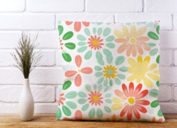 Warren Reed Designer Green And Yellow Flowers Cushions 60Cm X 60Cm - thumbnail 2