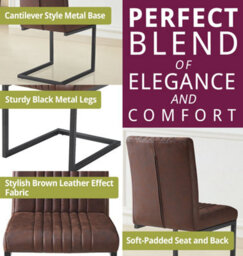 Hallowood Furniture Cullompton Small Round Marble Effect Dining Table 90Cm With 2 Brown Leather Effect Chairs - thumbnail 5