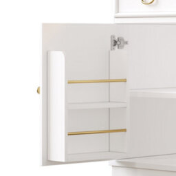 Abrihome Tall Kitchen Cabinet With Usb Ports And Sockets, Sideboard With Led Light Strip, Storage Cabinet With Snack Shelf Doors, White - thumbnail 8