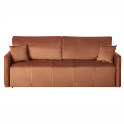 Beliani Sofa Bed 3 Seater Egge Velvet Golden Brown - image 1