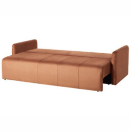 Beliani Sofa Bed 3 Seater Egge Velvet Golden Brown - thumbnail 5