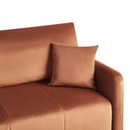 Beliani Sofa Bed 3 Seater Egge Velvet Golden Brown - thumbnail 7