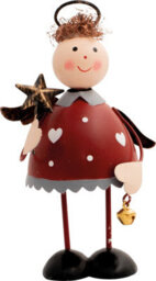 Netagon Festive Metal Standing Christmas Angel Ornament- Red - thumbnail 3