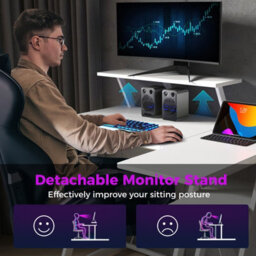 Costway L-Shaped Gaming Desk Small Computer Desk W/ Monitor Shelf & Outlets - thumbnail 6