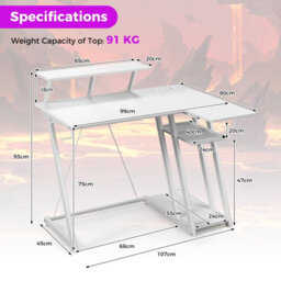 Costway L-Shaped Gaming Desk Small Computer Desk W/ Monitor Shelf & Outlets - thumbnail 2
