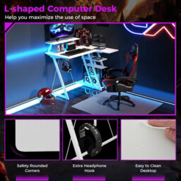 Costway L-Shaped Gaming Desk Small Computer Desk W/ Monitor Shelf & Outlets - thumbnail 7