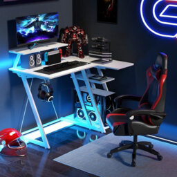 Costway L-Shaped Gaming Desk Small Computer Desk W/ Monitor Shelf & Outlets - thumbnail 3