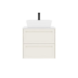 Royal Bathrooms Royal Bathroom Elmore 600mm Classic White Wall Mounted Bathroom Vanity Unit 2 Drawer Plain White Worktop With Cube Basin - thumbnail 7
