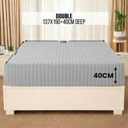 Aspire Homeware Silver Stripe Fitted Sheet 40Cm Extra Deep-100%microfiber Fitted Bed Sheets Double, (L)190Cmx(W)137Cm - thumbnail 6