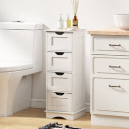 Costway Freestanding Narrow Cupboard Bathroom Floor Drawer Cabinet-White - thumbnail 5