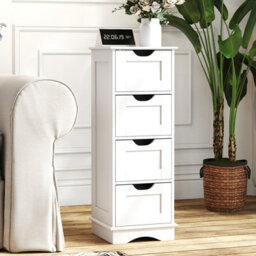 Costway Freestanding Narrow Cupboard Bathroom Floor Drawer Cabinet-White - thumbnail 7