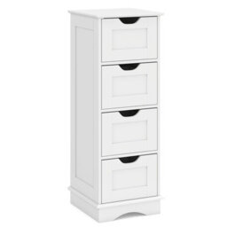 Costway Freestanding Narrow Cupboard Bathroom Floor Drawer Cabinet-White - thumbnail 2