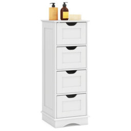 Costway Freestanding Narrow Cupboard Bathroom Floor Drawer Cabinet-White - thumbnail 1