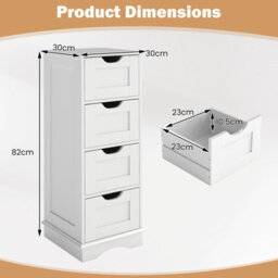 Costway Freestanding Narrow Cupboard Bathroom Floor Drawer Cabinet-White - thumbnail 3