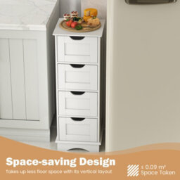 Costway Freestanding Narrow Cupboard Bathroom Floor Drawer Cabinet-White - thumbnail 9