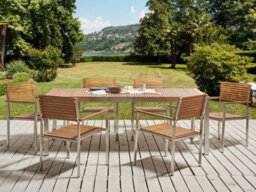 Beliani Garden Dining Set 6 Seater Viareggio Certified Teak Wood Brown - thumbnail 2