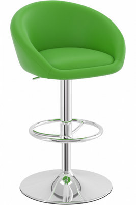Lombardo Bar Stool Height Adjustable Green Padded Seat - image 1