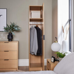 Home Source Phoenix 1 Door Wardrobe Storage Oak-Effect Bedroom Furniture - thumbnail 4
