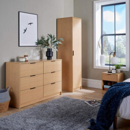 Home Source Phoenix 1 Door Wardrobe Storage Oak-Effect Bedroom Furniture - thumbnail 9