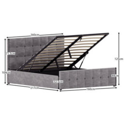 Lassic Vida Designs Valentina Light Grey Velvet Ukfr 5Ft King Size Ottoman Bed Frame, 200 X 150Cm - thumbnail 3