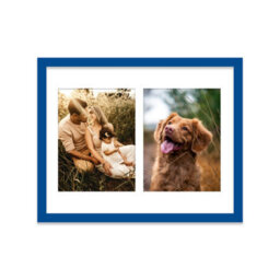14X11 Inch 2 Opening Photo Collage Frame, Display Two 8X6 Inch Photos, Multi Aperture Family Picture Frame, Blue - thumbnail 1