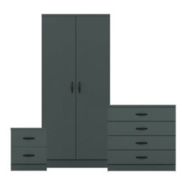 Lassic Vida Designs Riano 3 Piece Bedroom Set (2 Drawer Bedside Chest, 4 Drawer Chest, 2 Door Wardrobe), Green - thumbnail 8