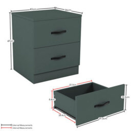 Lassic Vida Designs Riano 3 Piece Bedroom Set (2 Drawer Bedside Chest, 4 Drawer Chest, 2 Door Wardrobe), Green - thumbnail 5